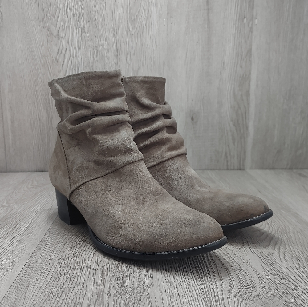 PAUL GREEN Brianna‎ COMFORT DRAMATIC Slouchy Bootie MINERAL Taupe SUEDE 3.5 US 6